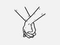 Illustration vector doodles lovers holding hands. white background together two people