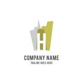 H Letter building logo vector design template.