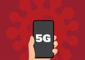 5G on a smartphone: 5G is the fifth generation technology standard for cellular networks