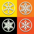 Snowflake winter set of white isolated four icon
