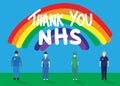 Thank you NHS rainbow vector with NHS worker characters