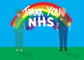 Thank you NHS rainbow vector with nurse characters