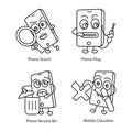 Smartphone Text Face line Icons Pack