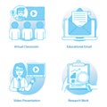 Virtual Learning Flat Rounded Icons Pack Royalty Free Stock Photo
