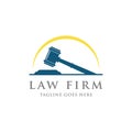 Law And Attorney With Gavel Logo Design Template. Royalty Free Stock Photo