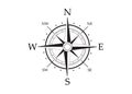 Black and white compass rose with directions Royalty Free Stock Photo