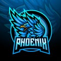 Blue phoenix esport logo mascot design