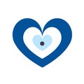 Blue evil eye vector in heart shape