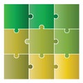 Green and yellow puzzle pieces vector Royalty Free Stock Photo