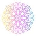 Rainbow mandala colorful vector ornament.