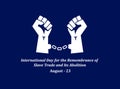 International Day for the Remembrance of the Slave Trade and Its Abolition Poster. Prisoner with handcuffs and Chains - August 23.