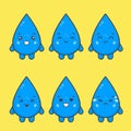 Cute Water Drop Characters With Various Expression