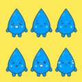 Cute Water Drop Characters With Various Expression Royalty Free Stock Photo