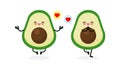 Cute cartoon Avocado in yoga pose, Eating healthy food and fitness, Funny fruit character happy strong avocado meditate in yoga