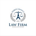 Paris Law Firm Logo Design Vector Stock Illustration. Tower Eiffel Law Logo Design Template