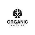Circle Tree Logo Nature Black silhouette Vector Template . Organic leaf logo designs inspiration Vintage Retro Hipster