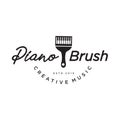 Creative Paint Brush Piano Logo Design Stock Vector . Artistic Paint Brush Music Logo Design Template Royalty Free Stock Photo