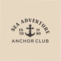 Vintage anchor logo graphic design template. Nautical Logo Badges And Labels Royalty.Vintage marine Nautical Logo rope Hipster Ret Royalty Free Stock Photo