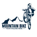 Downhill mountain bike logo design Royalty Free Stock Photo