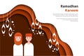 Simple illustrations and paper cut design with ramadan theme