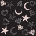 Print Vector abstract polygonal geometric abstract background, star, heart, moon, diamond rock Royalty Free Stock Photo