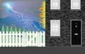 Lightning strike on house Royalty Free Stock Photo