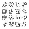 Diseases, Diabetes, Heart Attack Icons Pack Royalty Free Stock Photo