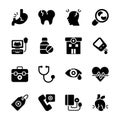 Diseases, Diabetes, Heart Attack Icons Pack Royalty Free Stock Photo