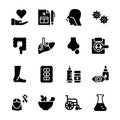 Diseases, Heart Attack Glyph Icons Royalty Free Stock Photo
