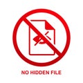 No hidden file sign isolated on white background Royalty Free Stock Photo