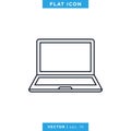 Laptop Icon Vector Logo Design Template. Editable stroke. Royalty Free Stock Photo