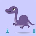 The Illustration of purple dinosaur running in the pol like google chrome offline game Royalty Free Stock Photo