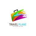 Holiday airplane logo design illustration, Colorful icon Royalty Free Stock Photo