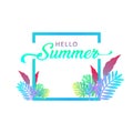 Hello summer with flowers vector illustration Royalty Free Stock Photo