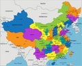 Colorful China political map with clearly labeled, separated layers. Royalty Free Stock Photo