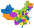 Colorful China political map with clearly labeled, separated layers. Royalty Free Stock Photo