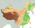 High detailed China physical map.