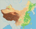 High detailed China physical map.