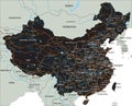 High detailed China road map with labeling.