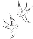 PrintSwallow bird, fly, vector illustration new tatto