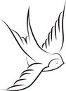 Print Swallow bird, fly, vector illustration Royalty Free Stock Photo