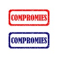 Set of stamps with text Compromise, vector illustration