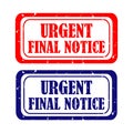 Urgent final notice rubber stamp on white background Royalty Free Stock Photo