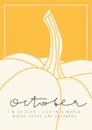 Flat seasonal illustrated template with pumpkin