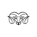 Vector  Goat`s head face angry for logo Royalty Free Stock Photo