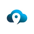 Blue color cloud pin map location logo design Royalty Free Stock Photo