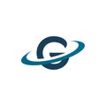 Blue color orbit dynamic letter g universe logo design