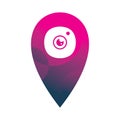 Creative full color camera lens pin map location logo design