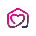 Full color housing love hearth logo design Royalty Free Stock Photo