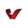 Red colo font letter v eagle head wing logo design